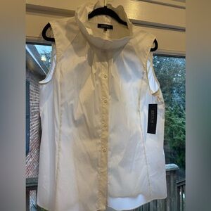 NWT Lafayette White Sleeveless Blouse